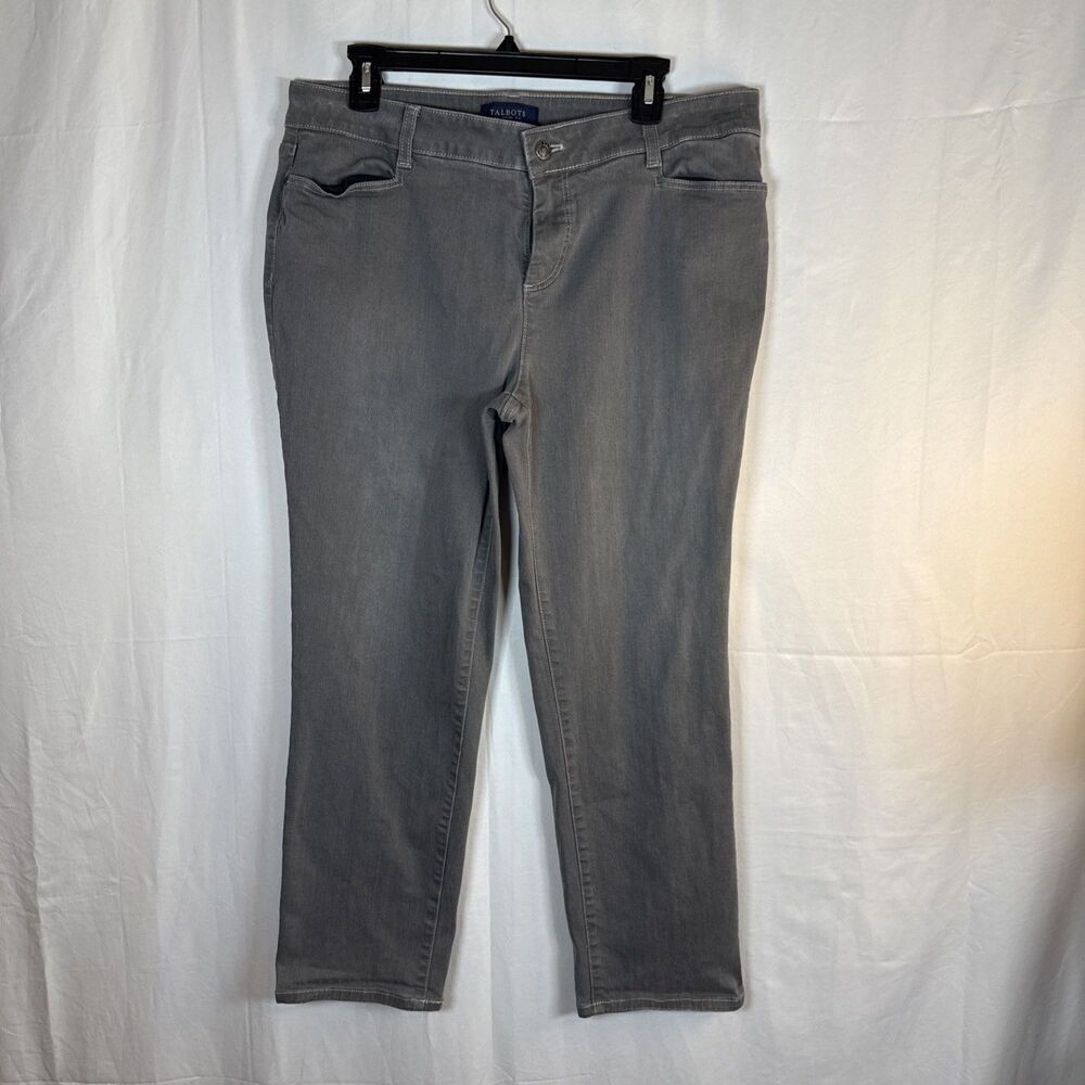 Women’s Talbots Grey Signature Mid-Rise Straight Leg Size 14 Petite Preowned